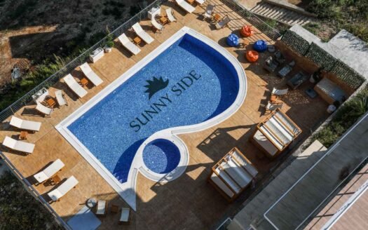 Two-bedroom apartment with a large terrace with jacuzzi and panoramic sea view, Sunny side resort, Becici